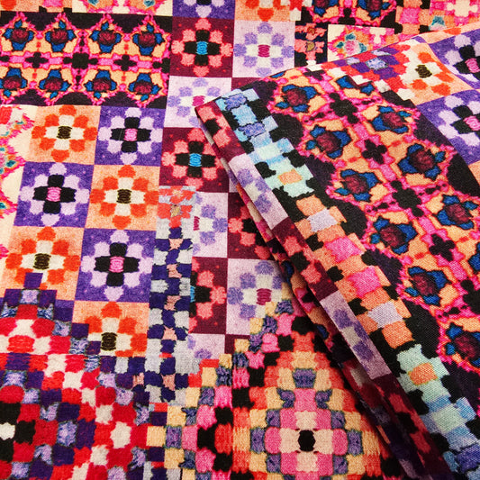 Mosaic design woven cotton fabric - sold by 1/2mtr