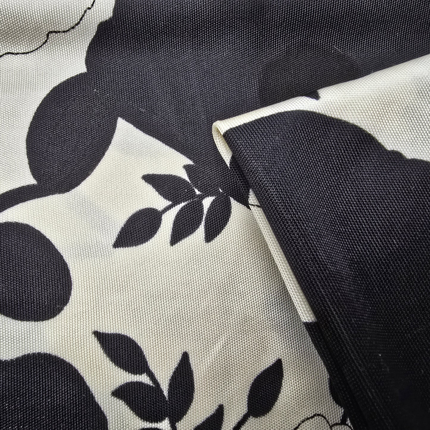 Pansie printed satin jersey - sold by 1/2mtr