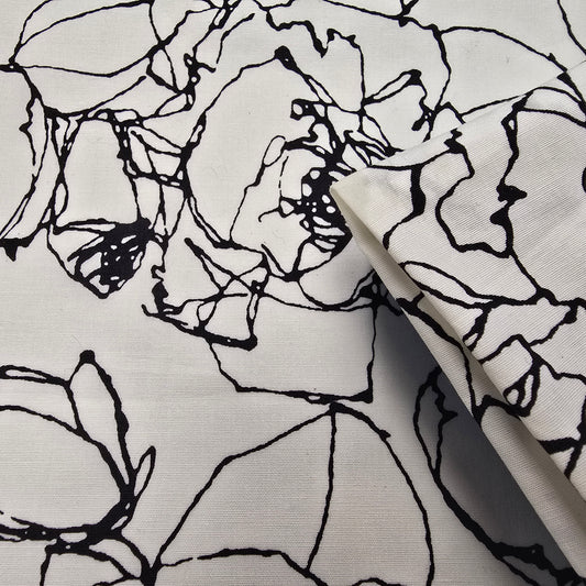 Sketch - rose printed stretch poplin. - 1mtr