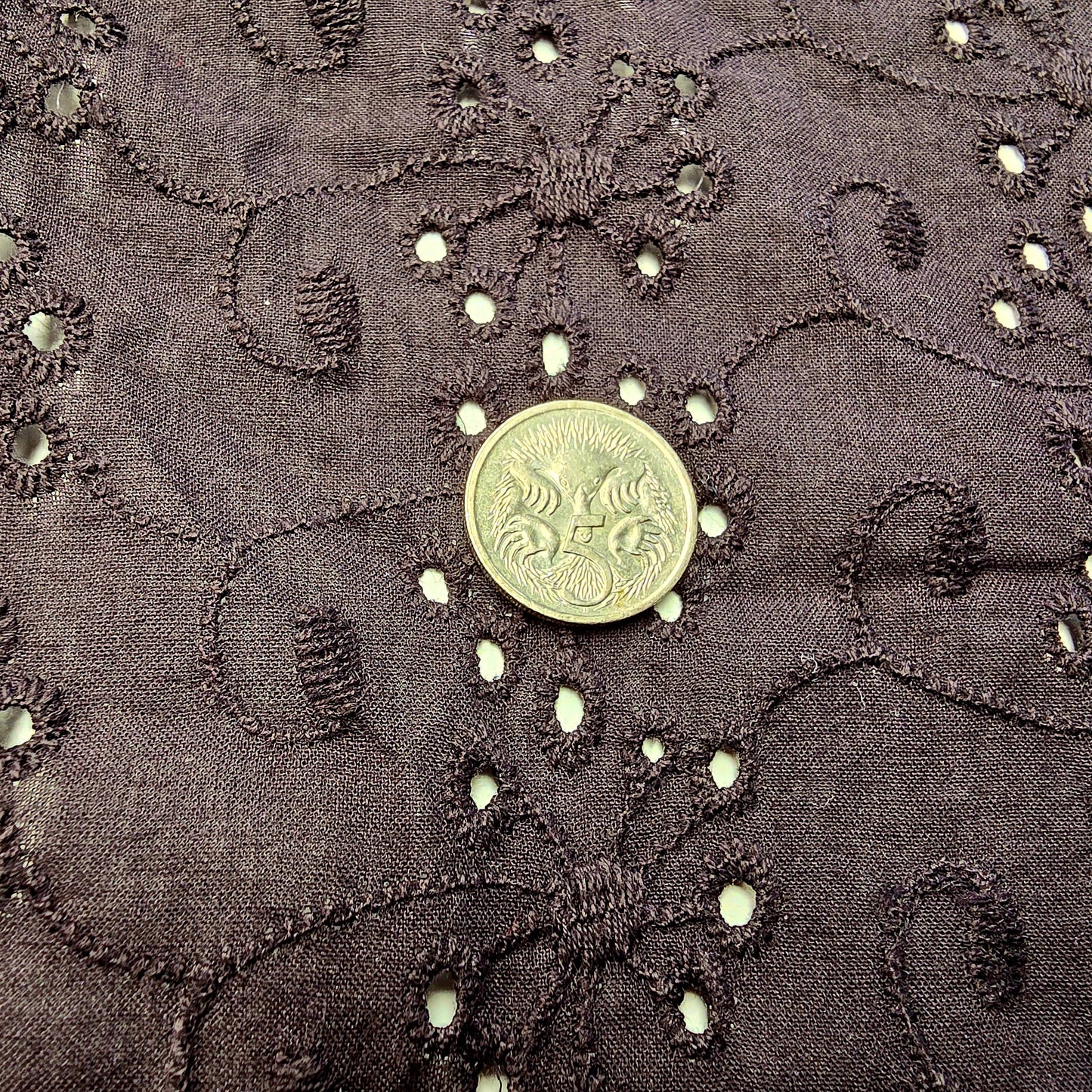 Black - broidery anglaise  woven fabric - sold by 1/2mtr