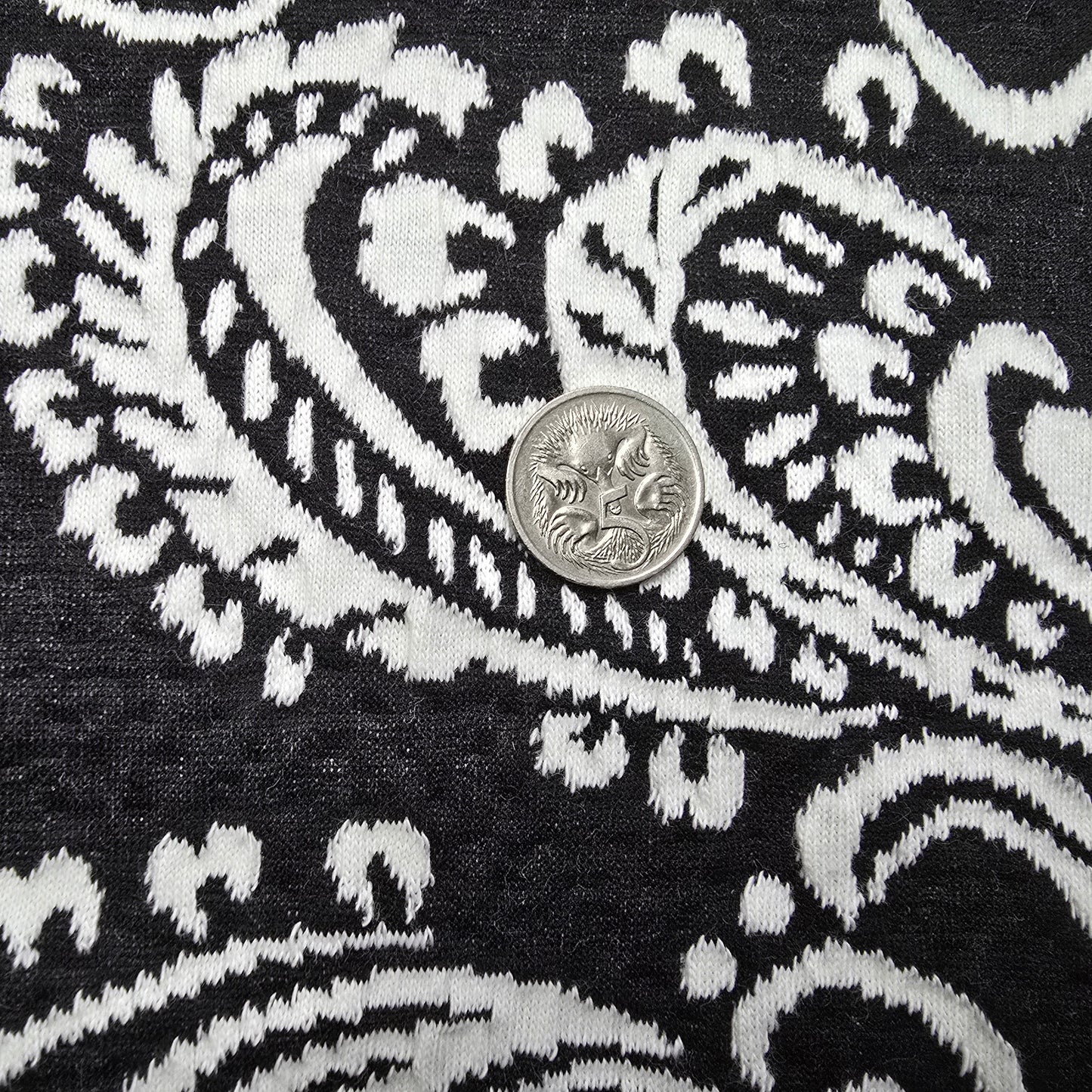 Conge - Jacquard design fabric - black/ivory sold by 1/2mtr