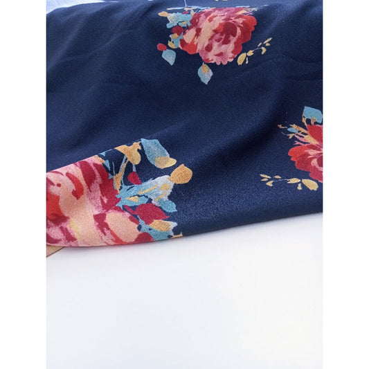Veronica - rose printed woven crepe fabric-sold by 1/2mtr